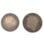 George III: AR halfcrown 1818, GVF and toned. Irish Bank token for 3 shillings 1813, VF (small