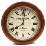 A John Walker BR (LM) railway clock. A 10 inch face in a mahogany case with fusee movement. Believed