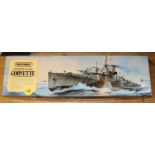 A Matchbox 1:72 scale Flower Class Corvette kit. Designed to be assembled as a British, Canadian