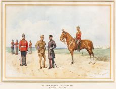 A watercolour signed "R. Simkin" (1851-1926) of "The Corps of Royal Engineers, 1911", showing a