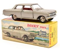 A French Dinky Toys Open Rekord (542). In metallic grey with red interior and spun wheels. Boxed,
