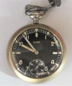 DH marked Silvana pocket watch. Serial D346574H. Plated case with screw back, three idents for