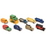 9x Dinky Toys. Including; Trojan van, Cydrax. Bedford van, Kodak. Austin van, Shell. Royal Mail van.