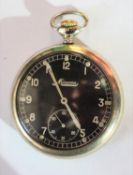 DH marked Miverva pocket watch. Serial D588047H. Plated case, screw back with three tool indents,