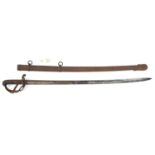 An 1821 pattern cavalry troopers sword, slightly curved, fullered blade 35”, marked “SYC” in large