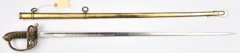 An 1892 pattern infantry field officer's levee sword, slender, straight blade 32½”, by G