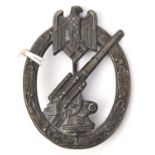A Third Reich Army Flak badge, bearing the HAD mark of Hermann Aurich, Dresden, with very dark