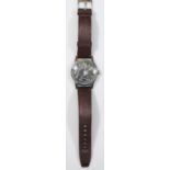 DH marked Helios wristwatch. Serial D 38723 H. Plated case with brushed finish, some wear to