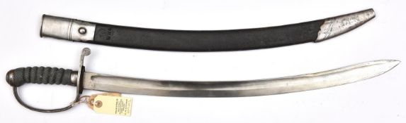 A mid Vic sidearm of the West Riding Constabulary, curved fullered blade 24”, steel hilt, plain