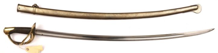A good French M1822 light cavalry trooper's sword, curved, fullered blade 36”, with narrow back