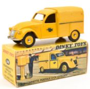 A French Dinky Toys Citroen 2CV Fourgonette (560). In Postale yellow livery.In a reproduction box,