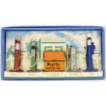 A Pre-War Dinky Toys PETROL PUMPS set No.49. Comprising 4 pumps, in red, green, dark blue and