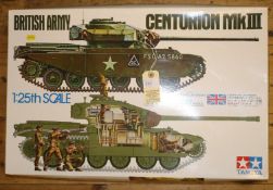 A Tamiya 1:25 scale British Army Centurion Tank Mk111. (30614/4500). Unmade, as new boxed,