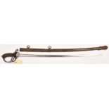 A Crimean War period 1821 pattern light cavalry officer's sword, slightly curved, fullered blade