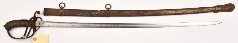 A Crimean War period 1821 pattern light cavalry officer's sword, slightly curved, fullered blade