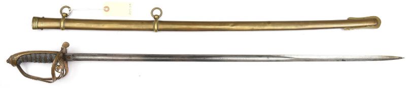 A Vic 1845 pattern infantry field officers levee sword, slender, very slightly curved, fullered