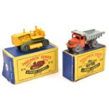 2 Matchbox Series No.6 Euclid Quarry Truck. In orange with grey rear body, gold radiator and grey