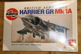 An impressively large Airfix British Aerospace Harrier GR Mk1A 1:24 scale unmade kit. Boxed, still