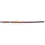 A toper's knopped walking cane, with en suite grip which unscrews to reveal a 10” spirit flask,