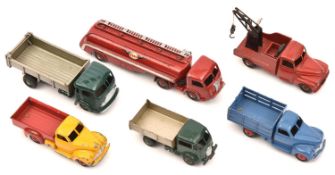 6 French Dink Toys. A Benne Basculante Simca Cargo. Tracteur Panhard with Citerne Titan, ESSO.