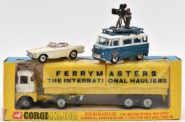 3x Corgi Toys. A Corgi Major Ferrymasters Scammell Handyman Mk.3 Tractor Unit & Trailer (1147), in