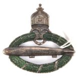 A good post WWI German Commemorative Naval Airship crew badge, of solid silver construction with