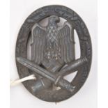 A Third Reich General Assault badge, with maker's mark “JFS” in rectangle of Josef Feix (Beadle 63).