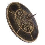 A good late 18th century Scottish targe, diam 21”, leather covered and decorated with brass domed