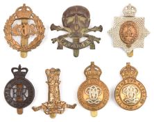 7 cavalry cap badges: ERII bronzed RHG, KDG star, Bays, 7th H (2, one with brooch pin), 11th H and