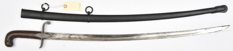 An early 19th century continental mameluke hilted sword, slightly curved, fullered blade 28½”,