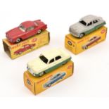 3 Dinky Toys. Ford Zephyr Saloon (162), in green & cream. Vauxhall Cresta Saloon (164), in green &