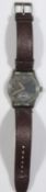 DH marked Helios wristwatch. Serial D 23721 H. Plated case with brushed finish, wear to plating,
