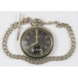 Doxa pocketwatch of type issued to Wehrmacht. Steel case with screw back, three tool indents on