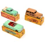 3 Dinky Toys. All American cars - Packard Convertible (132) in light green with red interior and