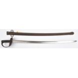 A P1885 cavalry trooper's sword, slightly curved, fullered blade 34½” with flat back, DE at point,