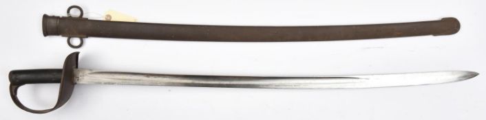 A P1885 cavalry trooper's sword, slightly curved, fullered blade 34½” with flat back, DE at point,