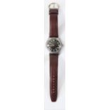 DH marked Helbros centre seconds wristwatch. Serial D27916H. Plated case, brushed finish, in