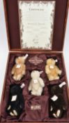 A scarce 1997 British Collector's wooden boxed set of 5 Steiff U.K. Baby Bears 1989-1993. A low
