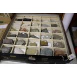 2x large trays of rock specimens. Including a tray of 30x Igneous and Metamorphic rocks; Granites,