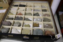 2x large trays of rock specimens. Including a tray of 30x Igneous and Metamorphic rocks; Granites,
