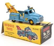 Budgie Toys Towing Tender & Breakdown Truck (244). In light blue and yellow Budgie Service livery.