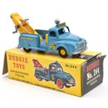 Budgie Toys Towing Tender & Breakdown Truck (244). In light blue and yellow Budgie Service livery.