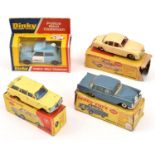 4 Dinky Toys. Jaguar 3.4 saloon (195). In cream with red interior. Vauxhall Victor Estate Car (141).