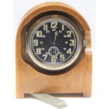 Unmarked German message centre clock. Mounted in a base metal case, no markings. Wooden housing with