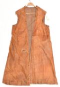 A rare WWI Royal Flying Corps service issue silk lined soft brown leather sleeveless flying