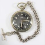 DH marked Arsa pocket watch. Serial D6519H. Appears to have steel mid-case, plated bezel and
