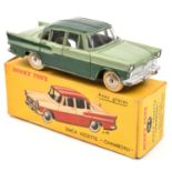 A French Dinky Toys Simca Vedette Chambord (24K). In two-tone green. Boxed, minor wear/creasing.