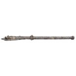A rare 16th century breech loading wrought iron swivel gun, 90” overall, of slender proportions,