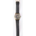 DH marked Helvetia wristwatch. Serial D6594H. Plated case with brushed finish, heavy wear to