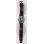 DH marked Moeris wristwatch. Serial D 2561055 H. Chrome plated case (refinished), 32mm without